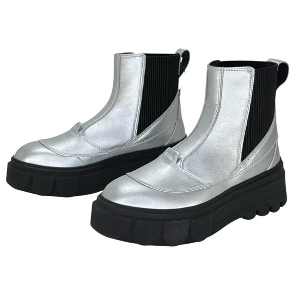 Sorel Caribou X Silver Leather Waterproof Womens Chelsea Boots Size 8M - Picture 10 of 14